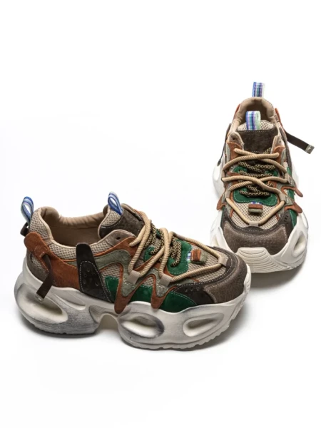 Pantofi Sport Dama din piele naturala HY8988-1 BROWN-GREEN | FRANCO GERARDO