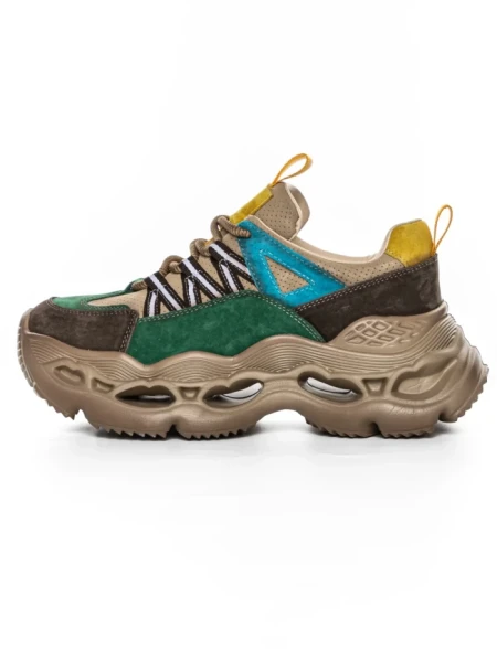 Pantofi Sport Dama din piele naturala HY6383 GREEN-YELLOW | FRANCO GERARDO