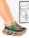 Pantofi Sport Dama din piele naturala HY6383 GREEN-YELLOW | FRANCO GERARDO