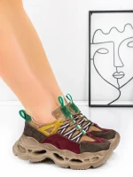 Pantofi Sport Dama din piele naturala HY6383 WINE-GREEN | FRANCO GERARDO