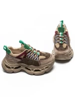 Pantofi Sport Dama din piele naturala HY6383 BROWN-GREEN | FRANCO GERARDO