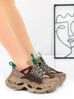 Pantofi Sport Dama din piele naturala HY6383 BROWN-GREEN | FRANCO GERARDO