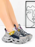 Pantofi Sport Dama din piele naturala HY6383 DARK BLUE-PURPLE | FRANCO GERARDO