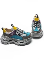 Pantofi Sport Dama din piele naturala HY6383 LIGHT BLUE-YELLOW | FRANCO GERARDO