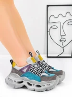 Pantofi Sport Dama din piele naturala HY6383 LIGHT BLUE-YELLOW | FRANCO GERARDO