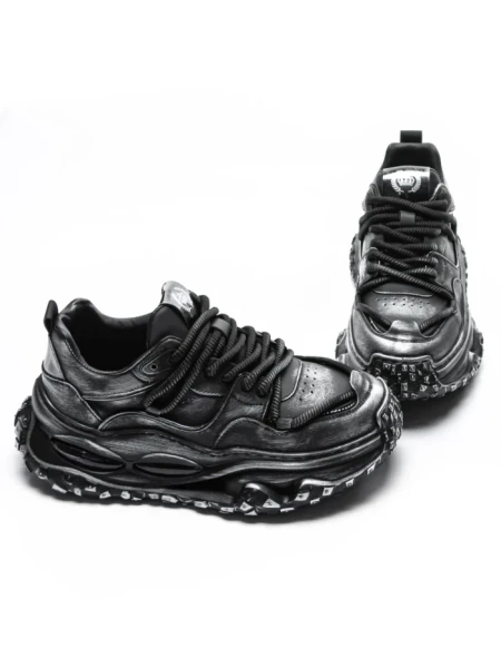 Pantofi Sport Barbati din piele naturala 95932 BLACK | ADVANCER