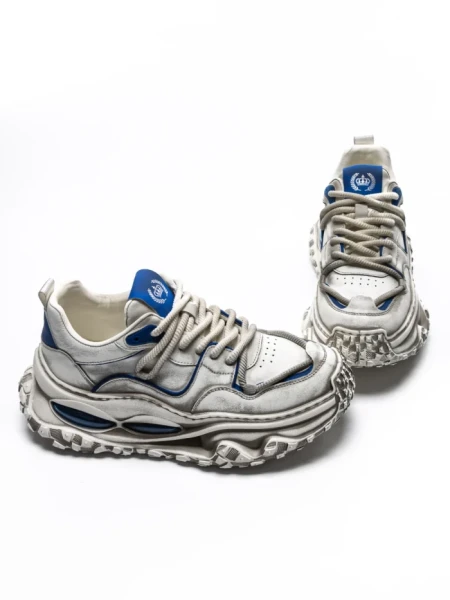 Pantofi Sport Barbati din piele naturala 95932 WHITE-BLUE | ADVANCER