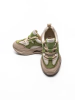 Pantofi Sport Dama din piele naturala 2577 CREAM-LIGHT GREEN | FRANCO GERARDO