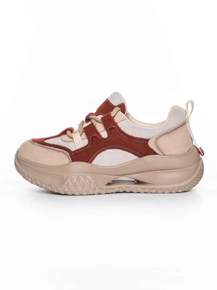 Pantofi Sport Dama din piele naturala 2577 CREAM-RED | FRANCO GERARDO