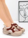 Pantofi Sport Dama din piele naturala 2577 CREAM-RED | FRANCO GERARDO