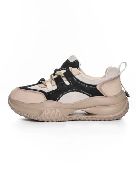 Pantofi Sport Dama din piele naturala 2577 CREAM-BLACK | FRANCO GERARDO