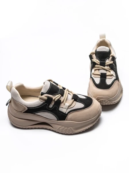 Pantofi Sport Dama din piele naturala 2577 CREAM-BLACK | FRANCO GERARDO