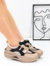Pantofi Sport Dama din piele naturala 2577 CREAM-BLACK | FRANCO GERARDO