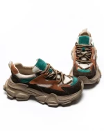 Pantofi Sport Dama din piele naturala HY5798 COFFEE-LIGHT GREEN | FRANCO GERARDO