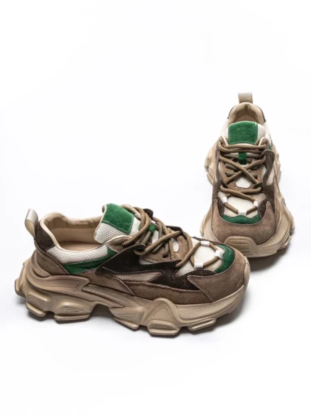 Pantofi Sport Dama din piele naturala HY5798 BROWN-GREEN | FRANCO GERARDO