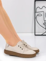 Pantofi Casual Dama din piele naturala 663 CREAM | ADVANCER