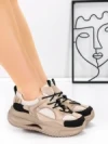 Pantofi Sport Dama din piele naturala 2576 CREAM-BLACK | ADVANCER