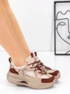 Pantofi Sport Dama din piele naturala 2576 CREAM-RED | ADVANCER