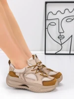 Pantofi Sport Dama din piele naturala 2576 CREAM-YELLOW | ADVANCER