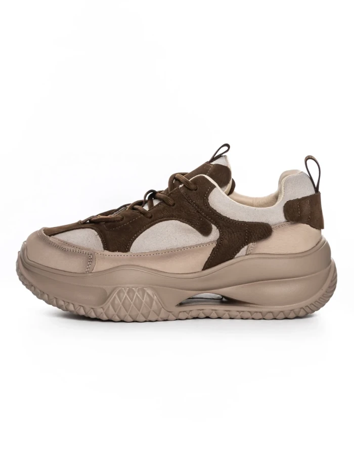 Pantofi Sport Dama din piele naturala 2576 CREAM-COFFEE | ADVANCER