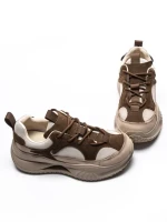 Pantofi Sport Dama din piele naturala 2576 CREAM-COFFEE | ADVANCER