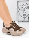 Pantofi Sport Dama din piele naturala 2576 CREAM-COFFEE | ADVANCER