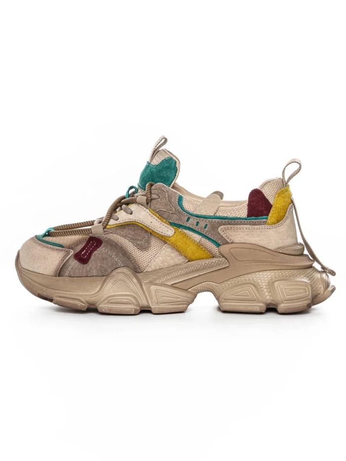 Pantofi Sport Dama din piele naturala HY5782 CREAM-LIGHT GREEN | FRANCO GERARDO