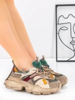 Pantofi Sport Dama din piele naturala HY5782 GREY-GREEN | FRANCO GERARDO