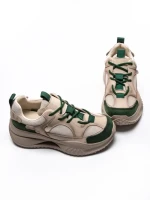 Pantofi Sport Dama din piele naturala 2576 CREAM-GREEN | ADVANCER