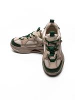 Pantofi Sport Dama din piele naturala 2576 CREAM-GREEN | ADVANCER