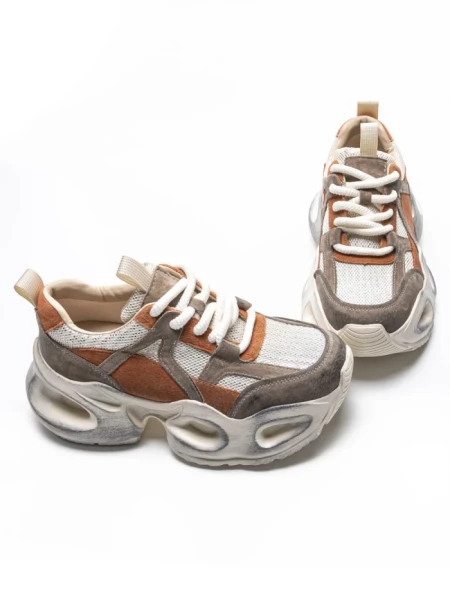 Pantofi Sport Dama din piele naturala HY8985 ORANGE-DARK GREY | FRANCO GERARDO