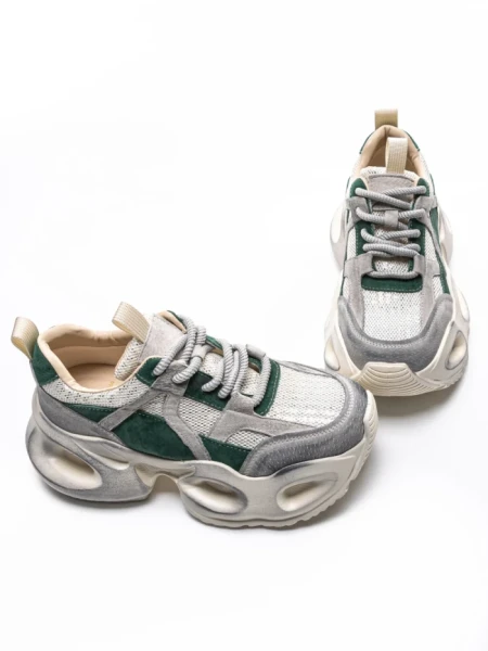 Pantofi Sport Dama din piele naturala HY8985 GREEN-GREY | FRANCO GERARDO