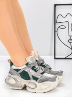 Pantofi Sport Dama din piele naturala HY8985 GREEN-GREY | FRANCO GERARDO