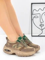 Pantofi Sport Dama din piele naturala HY2128 GREY-GREEN | FRANCO GERARDO