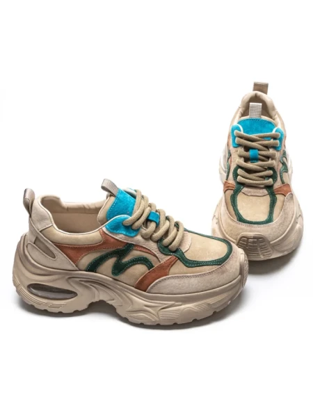 Pantofi Sport Dama din piele naturala HY2128 CREAM-GREEN | FRANCO GERARDO