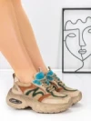 Pantofi Sport Dama din piele naturala HY2128 CREAM-GREEN | FRANCO GERARDO