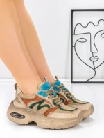 Pantofi Sport Dama din piele naturala HY2128 CREAM-GREEN | FRANCO GERARDO