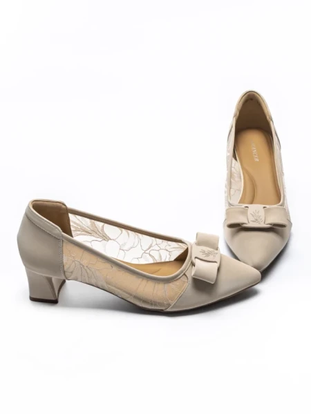 Pantofi cu toc din piele naturala 300-30 APRICOT | ADVANCER