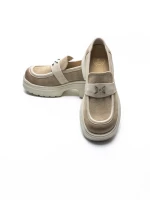 Pantofi Casual Dama din piele naturala 10827 CREAM | FORMAZIONE