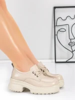 Pantofi Casual Dama din piele naturala 10829 CREAM | FORMAZIONE