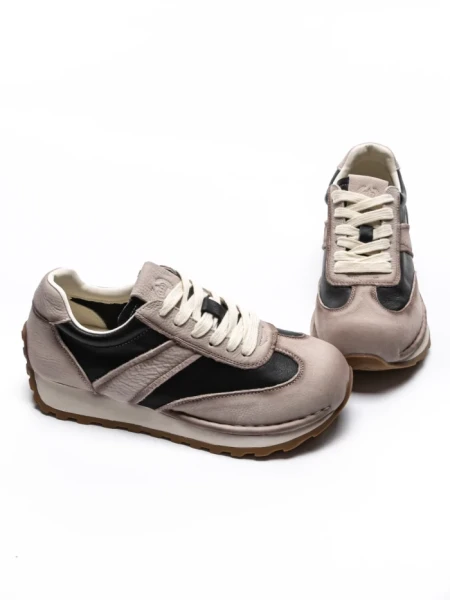 Pantofi Sport Dama din piele naturala KM9218 BLACK-CREAM | ADVANCER