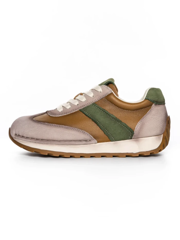 Pantofi Sport Dama din piele naturala KM9218 APRICOT-GREEN | ADVANCER