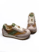 Pantofi Sport Dama din piele naturala KM9218 APRICOT-GREEN | ADVANCER