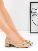 Pantofi cu toc din piele naturala 22163-90 APRICOT | ADVANCER
