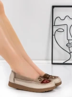 Balerini Dama din piele naturala KM5315 KHAKI | ADVANCER