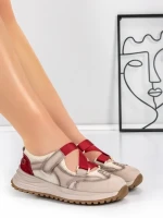 Pantofi Sport Dama din piele naturala KM3906 RED | ADVANCER