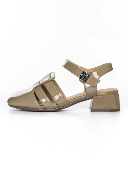 Pantofi cu toc din piele naturala 21161 KHAKI | ADVANCER