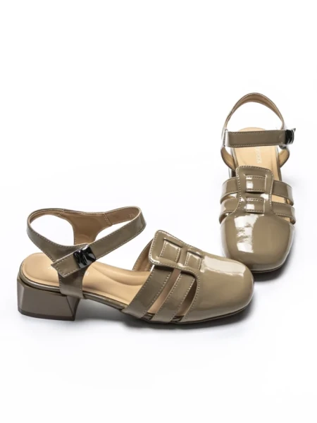 Pantofi cu toc din piele naturala 21161 KHAKI | ADVANCER