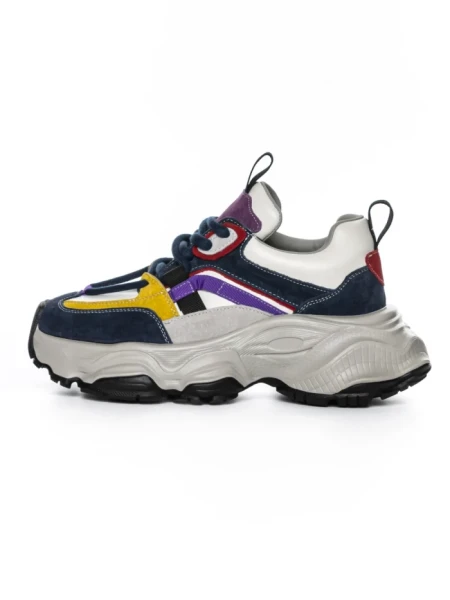 Pantofi Sport Dama din piele naturala HY1369 BLUE-YELLOW | FRANCO GERARDO