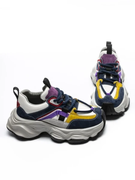 Pantofi Sport Dama din piele naturala HY1369 BLUE-YELLOW | FRANCO GERARDO